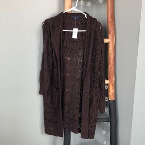 NWT American Eagle Hooded Knit Cardigan Brown Color Size XS/S